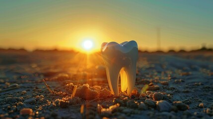Tooth in the sunset for dental or healthcare design