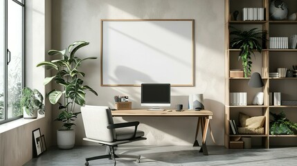ISO A Paper Size Wall Poster Mockup: Home Office Frame