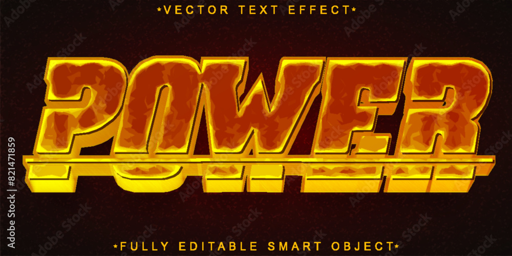 Poster orange power vector fully editable smart object text effect