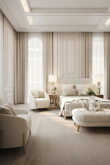 Neoclassical style interior design with decor and furnishings