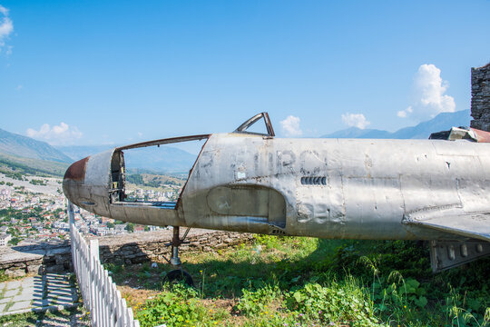 Lockheed T-33 Shooting Star on display at Gjirokastra castle in Albania
