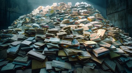 Vintage letters piled up high in a chaotic mess