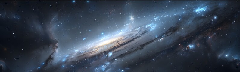 Fototapeta premium Space background with spiral galaxy and stars