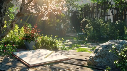 Morning Light on a Rooftop Garden Notepad in Spring