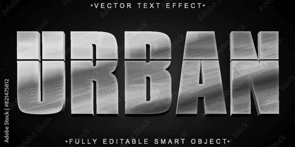 Poster silver worn dirty urban vector fully editable smart object text effect