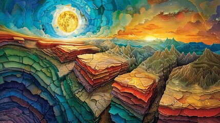 A crosssectional view of Earths layers, highlighting tectonic plates and the mantle,