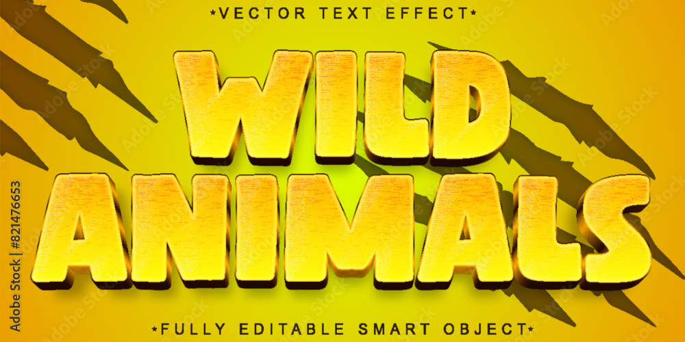 Poster cartoon wild animals savannah vector fully editable smart object text effect