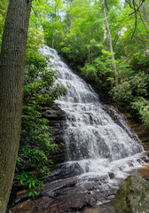Benton Falls in Chilhowee Recreation Area in Cherokee National Forest, Tennessee. Sixty-five-foot...