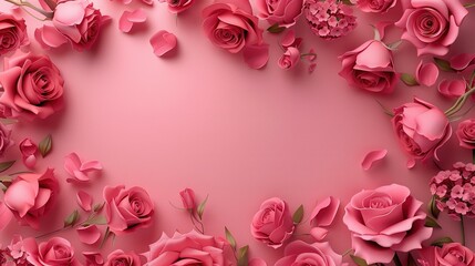 Valentine's Day or Mother's Day Concept: Rose Flower Background with Empty Space