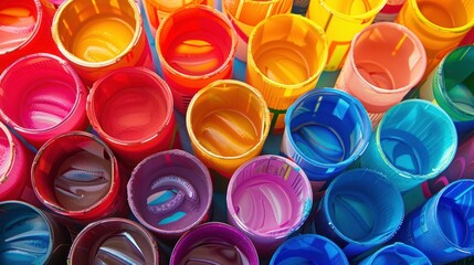 colorful color mixing palette of different color tubes
