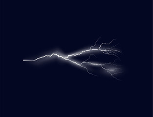 Spectacular vector image of thunderstorms accompanied by thunderclaps, lightning strikes and radiant energy effects