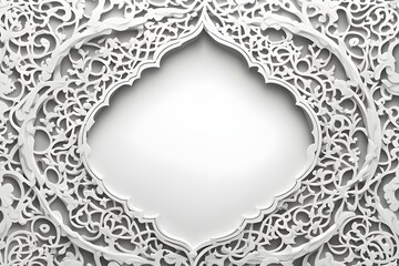 Islamic Arabic Arabesque Ornament Border Luxury Abstract White Background with Copy Space for Text