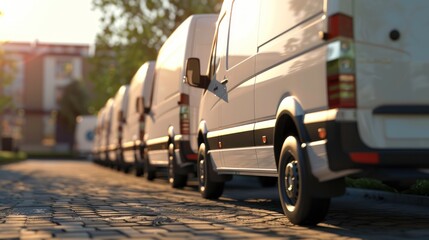 transporting service company. commercial delivery vans in row