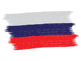 Russia country flag with brush stroke paint