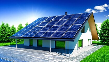 Fototapeta premium A.I. Solar home systems as an environmentally friendly industry