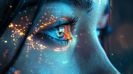 Close Up of Womans Face Under Bright Lights