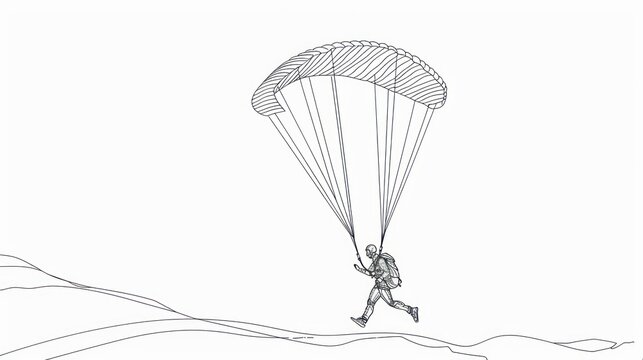 recommend clip art: A man is flying through the air with a parachute