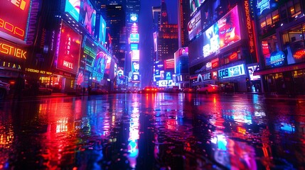 Neon Cityscape: A vibrant city skyline at night, illuminated by a myriad of neon signs and lights.