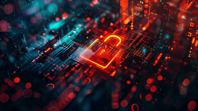 Secure Padlock on Digital Background