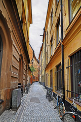 An alleyway (en gränd) in Gamla stan (Old town). Stockholm, Sweden