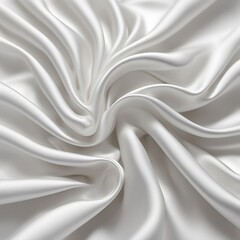 Fototapeta premium Soft White Blurred Background Texture: Elegant and Peaceful Satin Fabric with Silky Ripple Effect, Luxurious Smooth Material for Fashion, Beauty Design, Home Décor, and Creative Projects