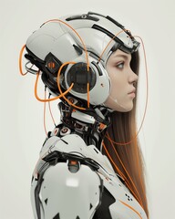 Fototapeta premium Futuristic Female Cyborg with Detailed Suit