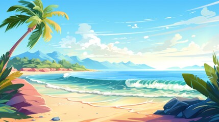Fototapeta na wymiar summer sea landscape and beach vacation background Holiday summer beach background