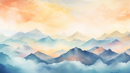 illustration watercolor mountains multicolored wallpaper background