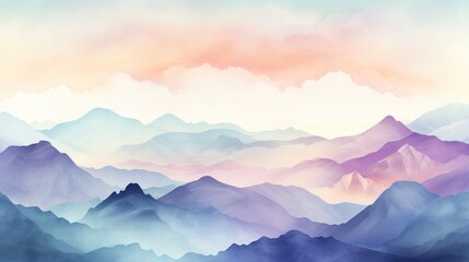 Obraz premium illustration watercolor mountains multicolored wallpaper background