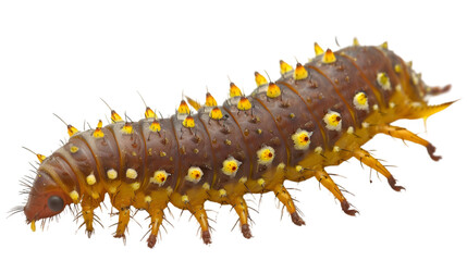Vibrant Close-Up of a Crawling Caterpillar on Foliage