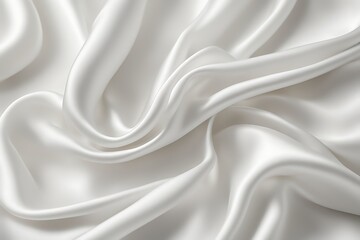 Obraz premium Soft White Blurred Background Texture: Elegant and Peaceful Satin Fabric with Silky Ripple Effect, Luxurious Smooth Material for Fashion, Beauty Design, Home Décor, and Creative Projects