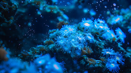 Obraz premium A blue and white coral with many small dots on it