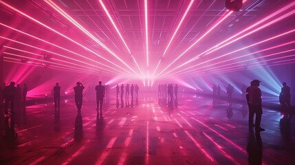 A CyberEnhanced Dance Club Pulsating Light Beams Translating Every Musical Beat