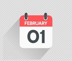 February 1 Calendar icon vector illustration Blank background