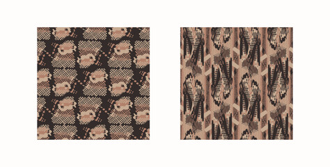 Tribal ethnic camouflage abstract pattern set design in fall color trend. Seamless rustic surface texture with neutral tone handwork mark making shapes.