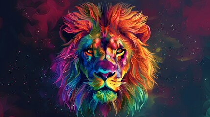 Colorful Lion Head