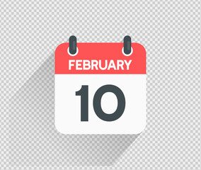 February 10 Calendar icon vector illustration Blank background