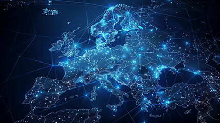 Abstract map of Western Europe, geography, concept, European geography