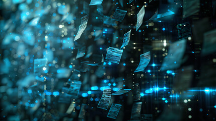 Artificial Intelligence in Document Analysis, the role of artificial intelligence in document analysis with an image portraying machine learning algorithms extracting data from unstructured documents