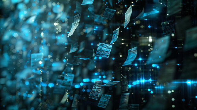 Artificial Intelligence in Document Analysis, the role of artificial intelligence in document analysis with an image portraying machine learning algorithms extracting data from unstructured documents