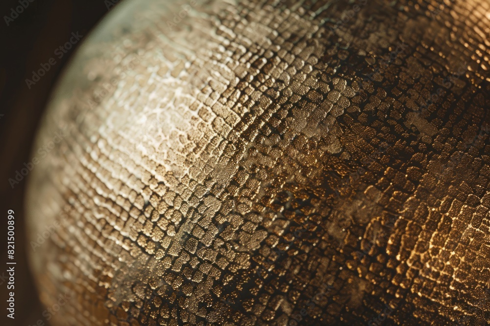 Poster a close up of a gold object with a textured surface