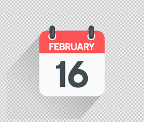 February 16 Calendar icon vector illustration Blank background