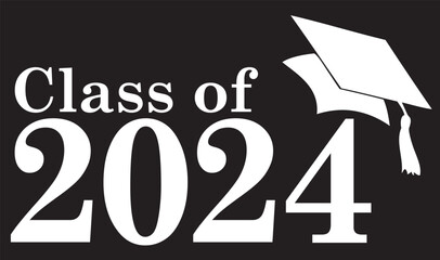 Graduating Class of 2024 Graduation Banner Black and White