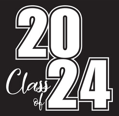 Graduating Class of 2024 Graduation Banner Black and White