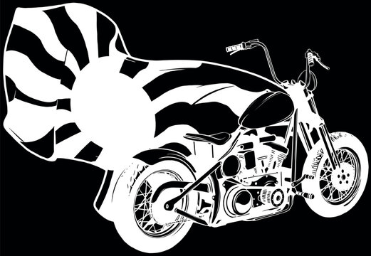 recommend clip art: motorcycle in white line on black background
