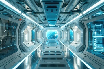 Obraz premium High-tech control room inside the space station