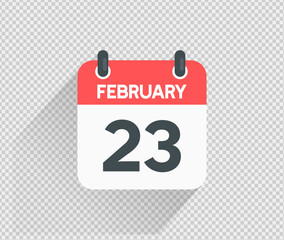 February 23 Calendar icon vector illustration Blank background