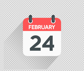 February 24 Calendar icon vector illustration Blank background