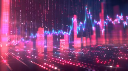 Abstract digital chart background with stock business graphs, statistics, and diagrams depicting data exchange in finance, economic trends, and trade.