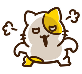 全身で怒りをあらわにするかわいいねこのキャラクターのコミカルなイラスト